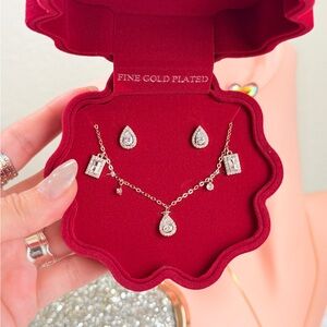 Fine Gold Plated Silver Earrings and Necklace Set